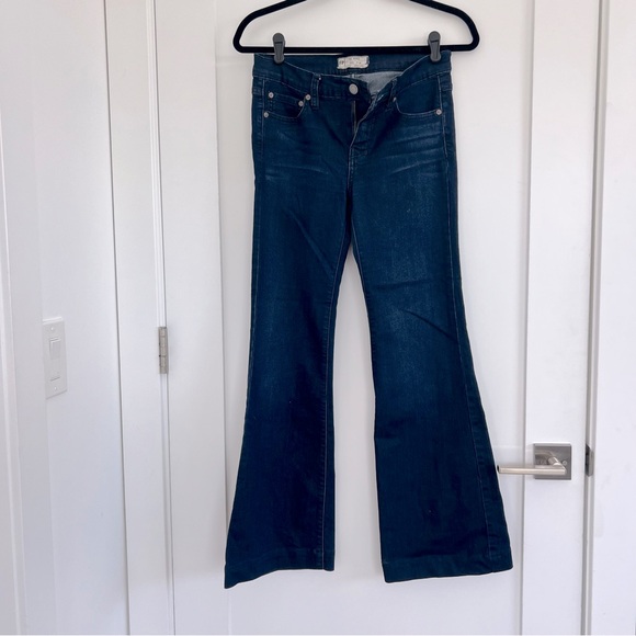 Free People Dark Wash Flared Leg Jeans - Picture 1 of 10
